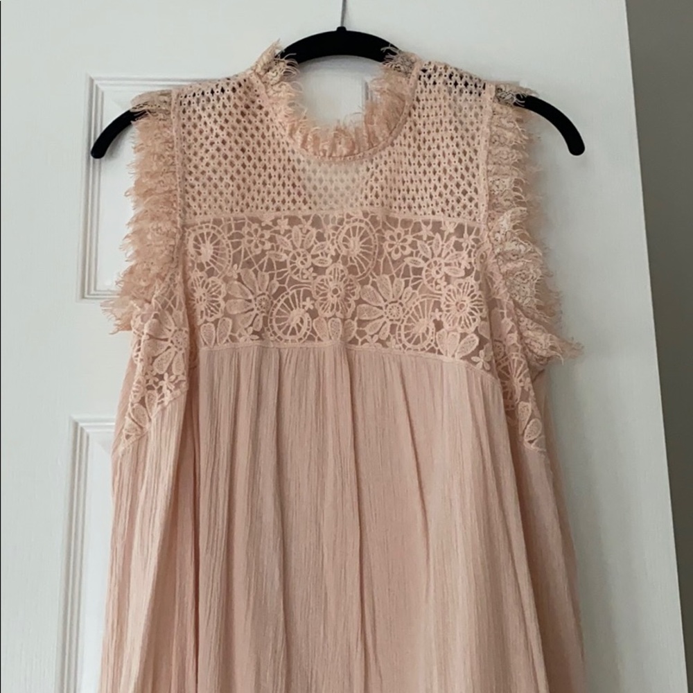 Blush sleeveless dress with high neck